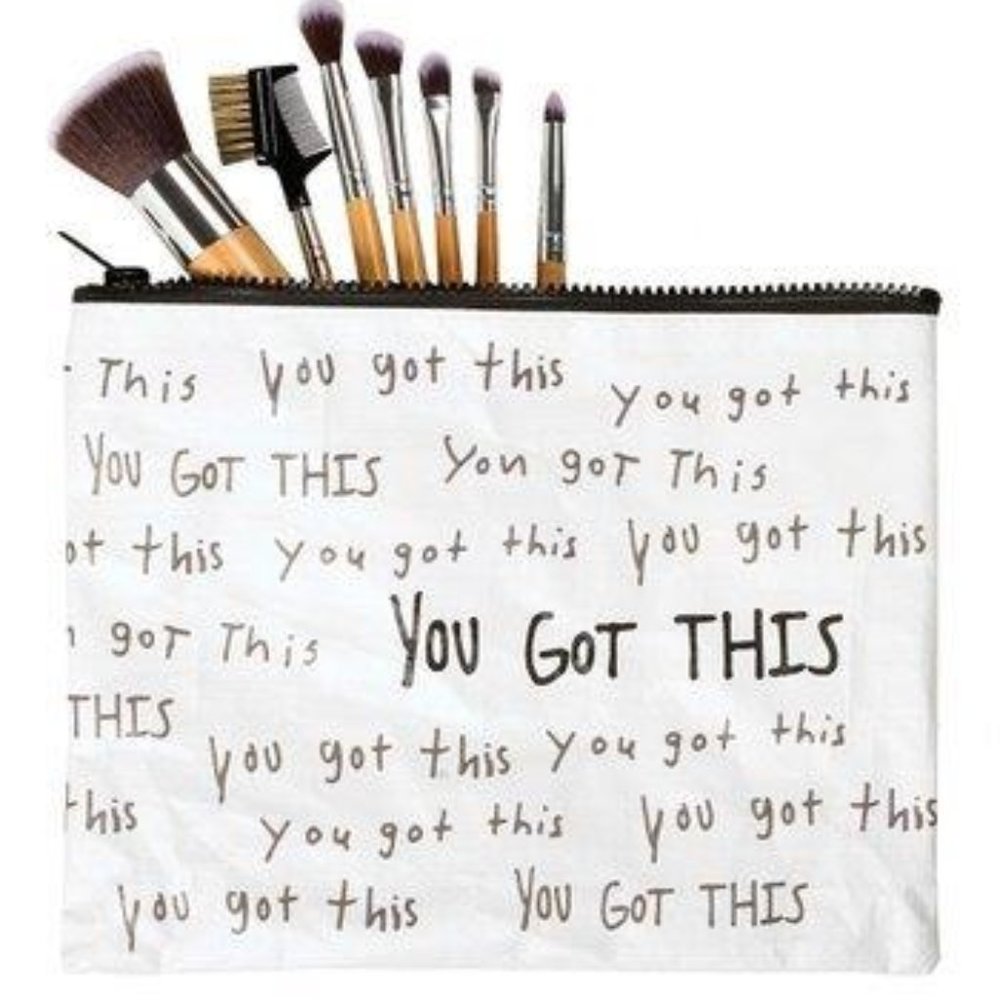 NWT ECO White & Black 'You Got This' Zip Pouch Primitives by Kathy